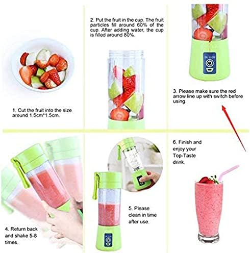 Miniatura 5 de Licuadora portátil para jugo de frutas, batidos y licuados, vaso exprimidor de 6 cuchillas, recargable por USB, licuadora personal de 12.8 fl oz con