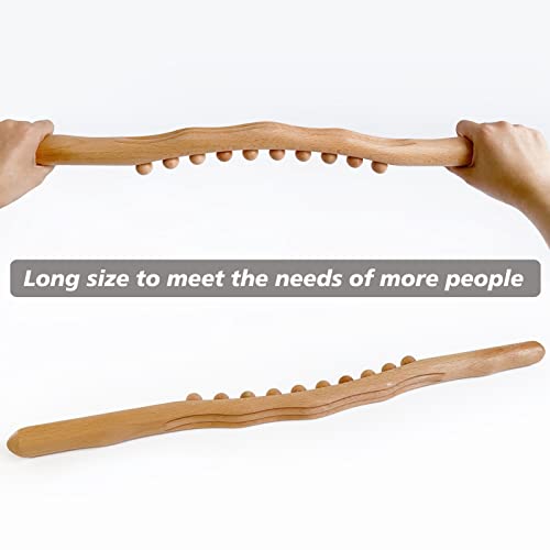 Wooden Massage Stick 2Ps (23.6+16 In), Professional Body Massager, Relieve Muscle Soreness, Manual Whole Body Massager (10 Roller Waves) #TOP4
