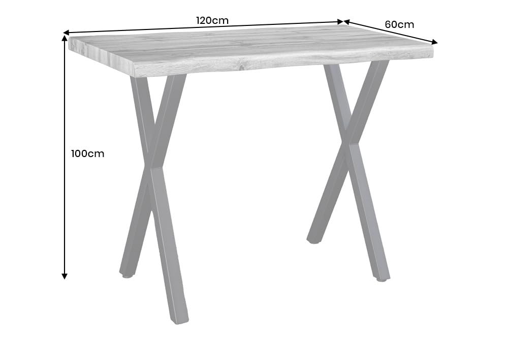 Riess Ambiente Industrial Bartisch WILD - 120cm - grau schwarz - Wildeichen-Design Metall X-Gestell