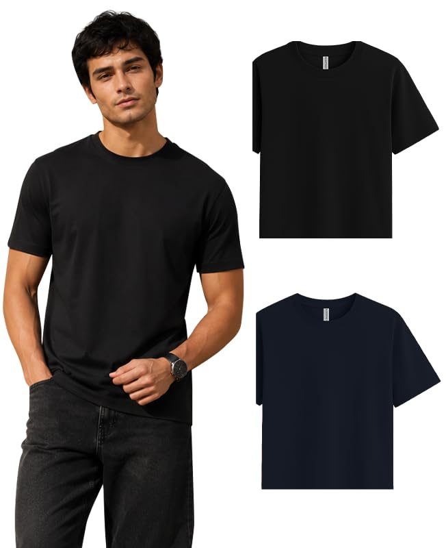 Image of Sleepynuts Men's Everyday Wear Crew Neck Regular Fit T-Shirt | Half Sleeve Solid Plain Casual T-Shirt for Men | Soft Breathable Fabric |