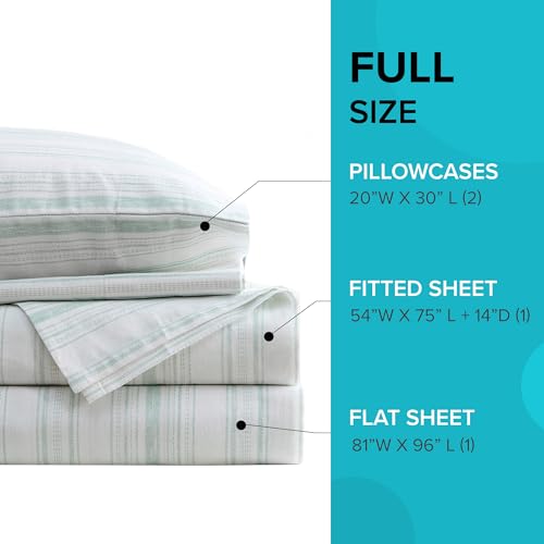 Image of Comfort Spaces 100% Cotton Percale Sheets Full Sheet Set 4 Pcs, Good Vibes (Pack of 4)