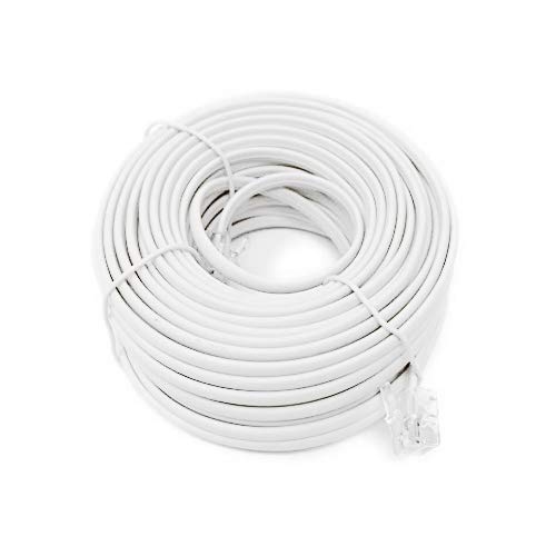 RJ11 6P4C Modular Telephone Extension Cable Phone Cord Line Wire (50 Feet, White)