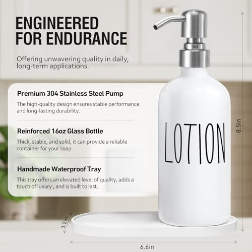 MOMEEMO Hand Soap Dispenser for Bathroom, Soap and Lotion Dispenser Set with Silver Metal Pump, Suitable for Farmhouse Bathroom Decor. (White & Silver) by MOMEEMO - Used condition - US$24.36