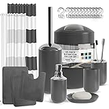 Clara Clark Bathroom Set - Gray Bathroom Accessories Set, Bathroom Sets with Shower Curtain and...
