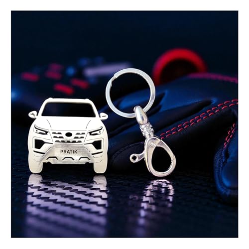 Image of Premium Stainless Steel Car Keychain | Personalized Custom Name Keyring | Stylish Car Shape Metal Key Holder made for Toyota Fortuner, Legender, Innova Crysta, Hycross, urban cruiser hyryder
