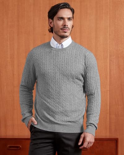 Kallspin CA001-014 Men'S Cable Knit Crewneck Sweater Pullovers Wool Blend Relax Fit Knitwear thumb #1