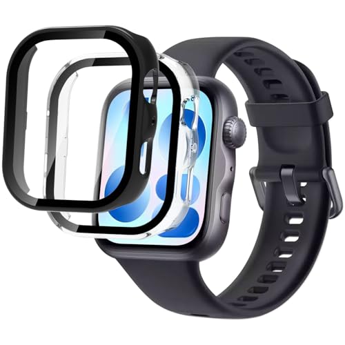 (2����)For HUAWEI Fit 5 �X�}�[�g�E�H�b�` PC+�����K���X�t�B������̌^�P�[�X [LAZIRO] �����h�~ �Ռ��z�� �h�� �h�o �C�菝�h�~ ���o���Ղ� HD�����ߗ� �S�ʕی� HUAWEI Fit 5 �X�}�[�g�E�H�b�` �J�o�[(�u