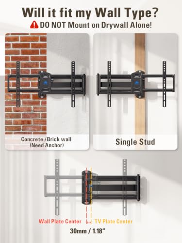 Image of Mounting Dream Corner TV Wall Mount Long Arm Swivel Tilt for 37-75 Inch TVs