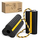 Nilight Wheel Chocks RV Car Heavy Duty Rubber Tire Chock Blocks Stopper Yellow Reflective Strips Stabilizer 2 Pack with Rope for RVs Cars Travel Trailers Campers Trucks Motorcycle Accessories Parking