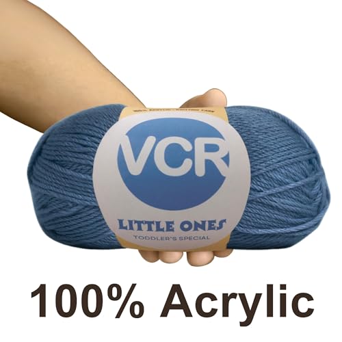 Image of VCR English Blue Yarn, 100 Grams Hank, 190 Meters Length, Acrylic Ball for Crochet and Knitting, Soft Crosia Threads, Pack of 1 Yarn, Suitable for DIY Crafts