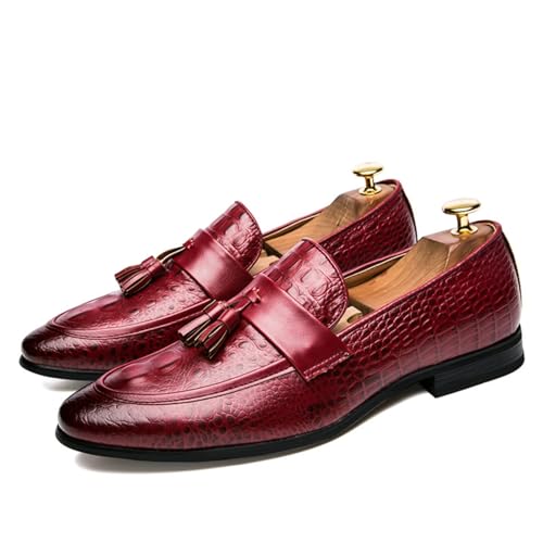 Men's Slip On Crocodile Pattern Faux Leather and Tassel Loafers Comfortable Classic Dress Shoes for Business Office Casual Daily Commuting Walking Dating Weddings Party Lightweight Sole2