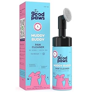 The Good Paws Muddy Buddy Paw Cleaner For Dogs & Cats | No Rinse Foaming Cleanser | Quick Dry | Lick Safe | Allergen Free | Protects & Moisturizes | Freshens & Softens | Oat Extract | 150 Milliliter