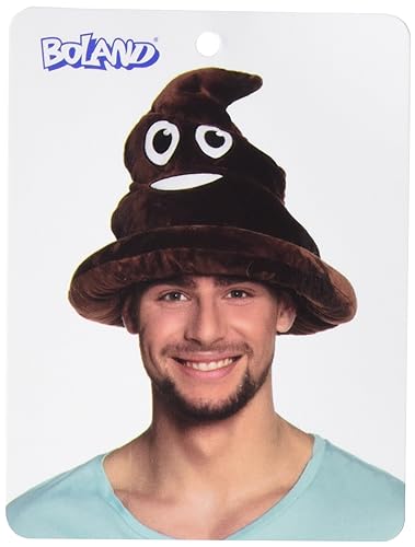 Boland 85887 - Hat Shithead Mens, brown, one size, smiley, accessory, theme party, theme party