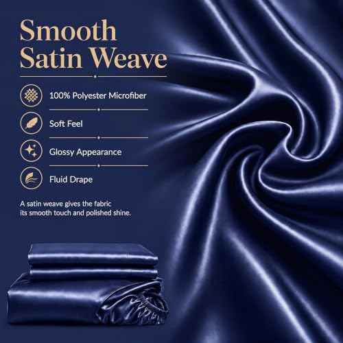 CozyLux Satin Sheets Full, 4-Piece 14-Inch Deep Pocket Sheet Set by CozyLux - Image 4