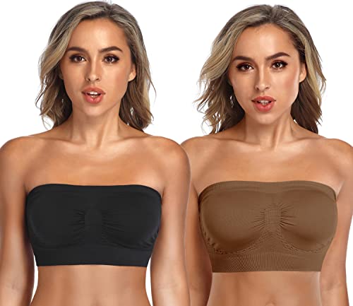 Image of Strapless Comfort Wireless Bra with Slip Silicone Bandeau Bralette Tube Top