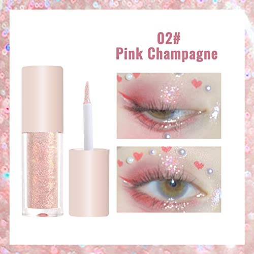 Erinde Liquid Glitter Eyeshadow Eyeliner -Korean Makeup, | Tear Drop, Shimmer Metallic, Lightweight Water Texture, Long Wearing | Loose Glitter Glue For Crystals Eye Glitter #TOP2