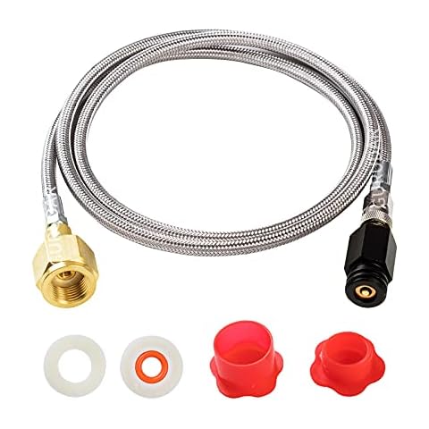 GURUDAR CO2 Tank CO2 Cylinder Direct Adapter with 60in Stainless Steel Hose, CGA320 to TR21-4 Carbonated Water Soda Maker Connector for Fizzi One Touch Jet Ninja Thirsti Cover