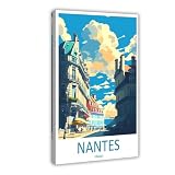 QOGDAF Impression sur toile Nantes - Décoration murale pour salon, chambre à coucher - 50 x 75 cm