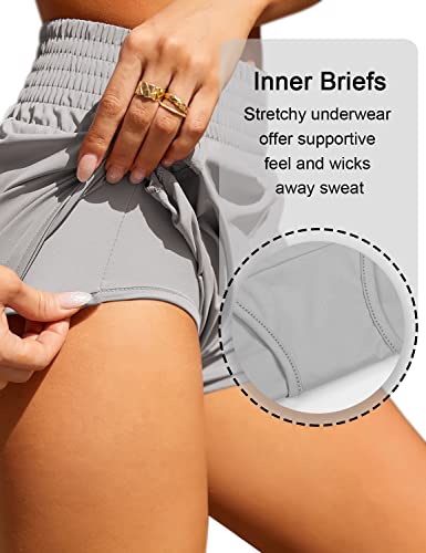 Image of BMJL Women's Athletic Shorts High Waisted Running Shorts Pocket Sporty Shorts Gym Elastic Workout Shorts