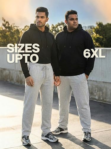 Image of Fflirtygo Mens Straight Fit Track Pants with Zip Pockets | Cotton Joggers Gym | Lower for Men | Sweatpants Sizes Upto 6XL