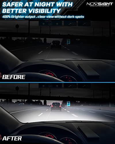 Novsight 9005/Hb3 High Beam 9006/Hb4 Low Beam Led Headlight Bulbs Combo, 120W 26000Lm Super Bright 6500K Led Headlights Conversion Kits, Plug And Play With Fan, 6500K Cool White, Pack Of 4 #TOP1