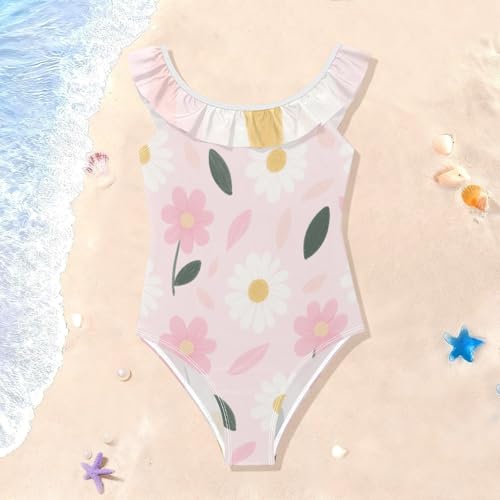 Bañador para niña de 3 a 6 años de margaritas rosadas 3
