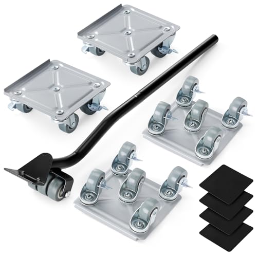 Catálogo de Ruedas para refrigerador comprados en linea. 42 YOMYM Mueve Muebles Pesados, Herramientas para Mueve Muebles, Elevador de Muebles con 5 Ruedas y Palanca, Capacidad de hasta 1300KG, para Frigoríficos, Sofás, Armarios(Gris)