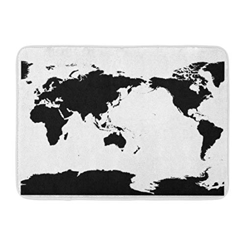 Felpudos Alfombras de baño Alfombra de Puerta para Exteriores/Interiores Centro Australia y Océano Pacífico Mapa del Mundo centrado en Alto Detalle Silueta Negra en Japón Alfombra de decoración de b