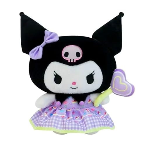 Image of Tickles Cute Anime Doll with Candy Soft Stuffed Plush Cartoon Character Toy for Kids Boys & Girls Birthday Gift (Color: Purple & Black Size: 25 cm)