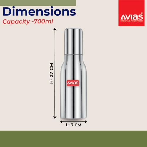 Image of AVIAS Ezee Stainless Steel Oil Pot with Lid, 700 ml Container, Air Tight Spill Proof Oil Dispenser, Vinegar Dispenser Set of 1, Leak Proof Pourer, Oil Can 700ml