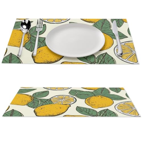 Sets de table antidérapants en vinyle citron pour protéger la table des taches