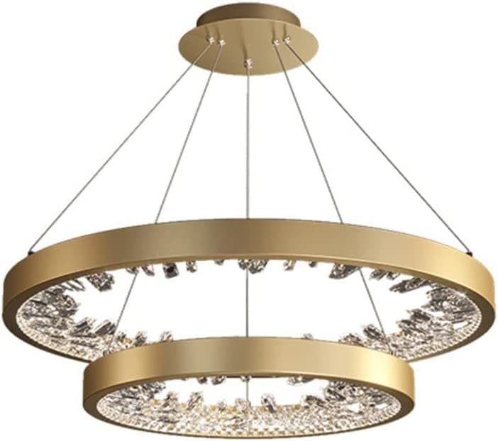 Lustre K9 cristal or cercle lumineux suspendu pour sublimer vos soirées salon