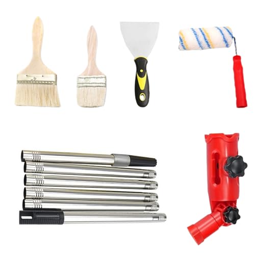 Kit de rodillo de pintura – Juego de pintura a rodillo ajustable con barra extensible y pincel, suministros para proyectos de casa y renovación para decoraciones, retoques, armarios, techos, paredes