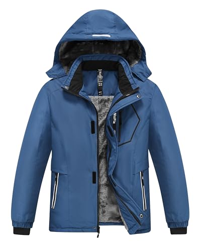 MoFiz Kids Ski Jacket Fleece Lined, Denim Blue L