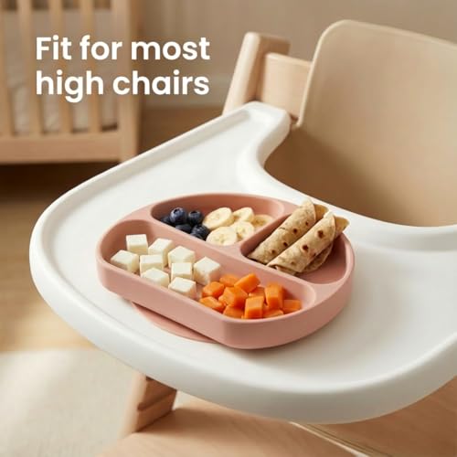 Image of a baby cherry - Suction Plates for Baby & Toddler | Silicone Plates for Babies | BPA Free | Divided Plate for Kids Self Feeding 6~24 Months Set of 2