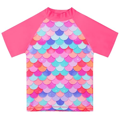 Image of TFJH E Girls Short Sleeve Swimwear Two Piece Swimsuit UPF 50+ Rash Guard Sets UV 3-12Y