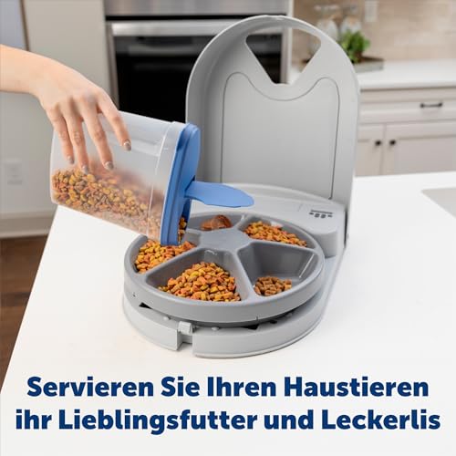 PetSafe Futterautomat für 5 Mahlzeiten für Hunde und Katzen, Futterspender, Mahlzeiten planen, 5 Schalen für je 237 ml (1 Cup)