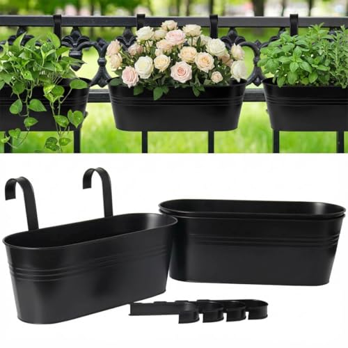 vensovo 16 Inch Railing Planter for Outdoor Plants - 3