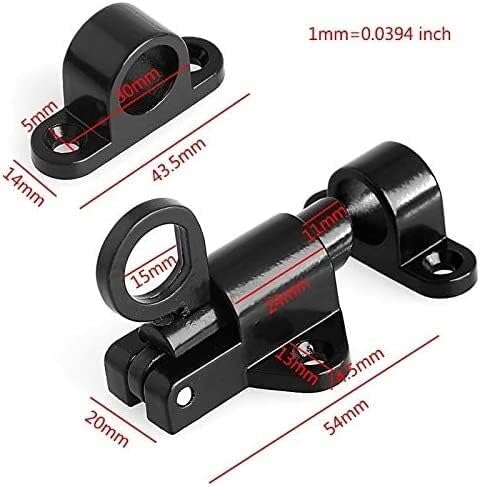 Slide Latch,Gate Bolt Lock,Bolt Sliding Door Lock, Aluminum Door Latch Lock Window Gate Security Pull Ring Spring Bounce Door Bolt Safety Latch Hasp Sliding Lock Black