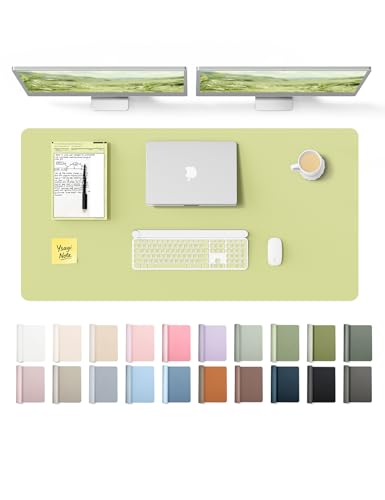 Image of YSAGi Leather Desk Protector, Office Mat, Large Mouse Mat, Non-Slip PU Leather Blotter, Laptop Desk Pad, Waterproof Writing Pad for Office and Home (Peak Green, 47.2 inch x 23.6 inch)