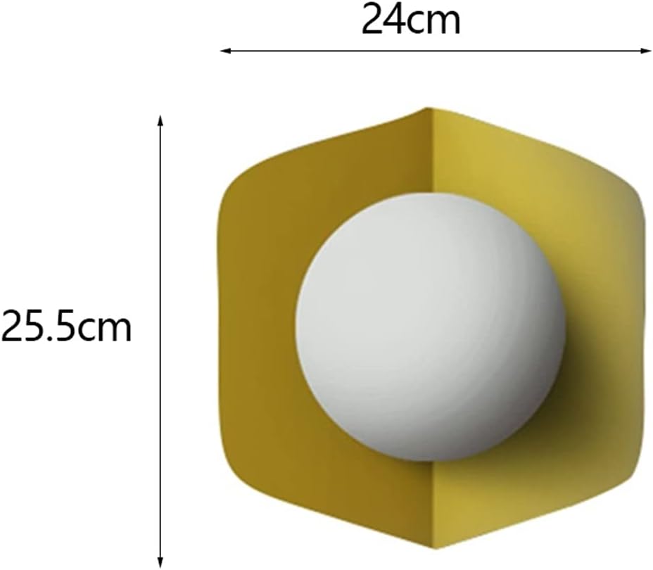 Modern Sphel Glass Lampshade, Wall Lamp Decorated in Corridor, Lighting Fixture for Children's Bedroom Headroom, for Children/Green/White Light (Yellow White Light)