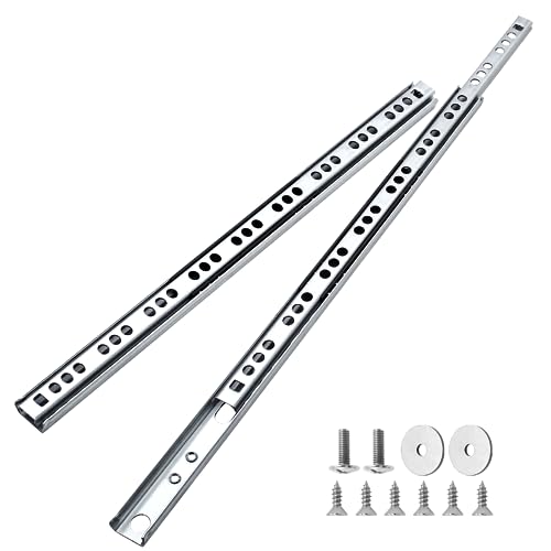 Cjueiom 10 Pack 13 Inch / 310mm Drawer Slides Runners, Silver Ball Bearing Drawer Slides Rail Metal Two Way Slide Track Rail, 17mm Wide Keyboard Tray Runners for Grooved Drawers Cabinet Cupboard