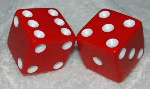 Par de dados opacos rojos enormes de 1"