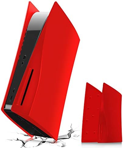 Frusde PS5 Plates, Hard Shockproof PS5 Faceplates for PS5 Console, ABS Anti-Scratch PS5 Console Cover Dustproof PS5 Replacement Shell Plates for PS5 Console Disc Edition - Red