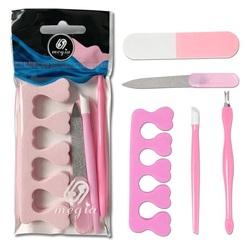 Tadipri 5 Piezas Limas de Uñas de Profesionales Kit Removedor el Esmalte, Gel Acrílico, con Lavable, Set Manicura , con Empujador de Cuticulas