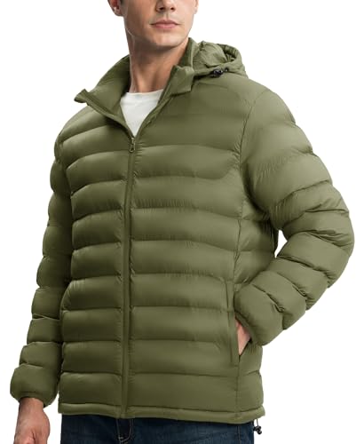 Image of Gopune Men's Lightweight Puffer Jacket Detachable Hooded Water Resistant Puffy Winter Down Jackets for Snow Ski Travel