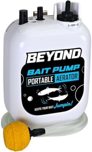Beyond Bait Pump Portable Live Bait Aerator - Long Lasting Battery Powered Bubbler - Water Resistant Design- XL Air Stone Keep Your Bait Alive Longer