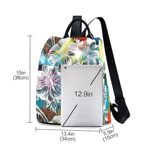 Sac à dos abstrait fleurs blanches en cuir synthétique chic - 6