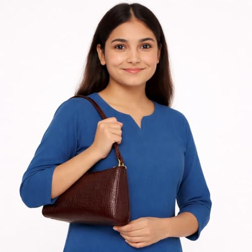 Image of Modern Chic Mart Crocodile Pattern Shoulder Handbag for Women, Lightweight, Trendy, Office and Casual Purse