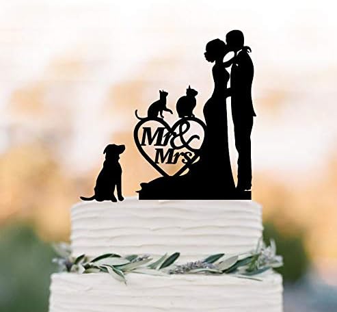 Funny Wedding Cake Topper Dog Cake Toppers with Groom Kissing Bride ...